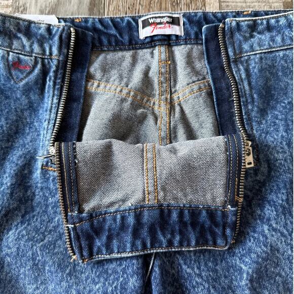 Wrangler Fender Bootcut Jeans 28x32 Double Fly Zipper Pocketless Destressed NEW - Picture 6 of 12